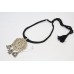 Tribal traditional silver pendant jewelry glass studded black thread P 696